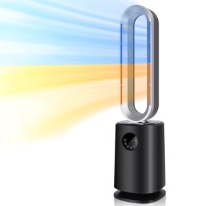 35″ Space Heater Bladeless Tower Fan. Heater & Cooling Fan with Remote Control.Black