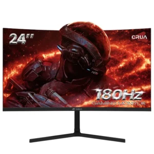 CRUA 24" 180Hz Curved Gaming Monitor - FHD 1080P Frameless Computer Monitor, AMD Freesync, Low Motion Blur,Dp&Hdmi Port, Black