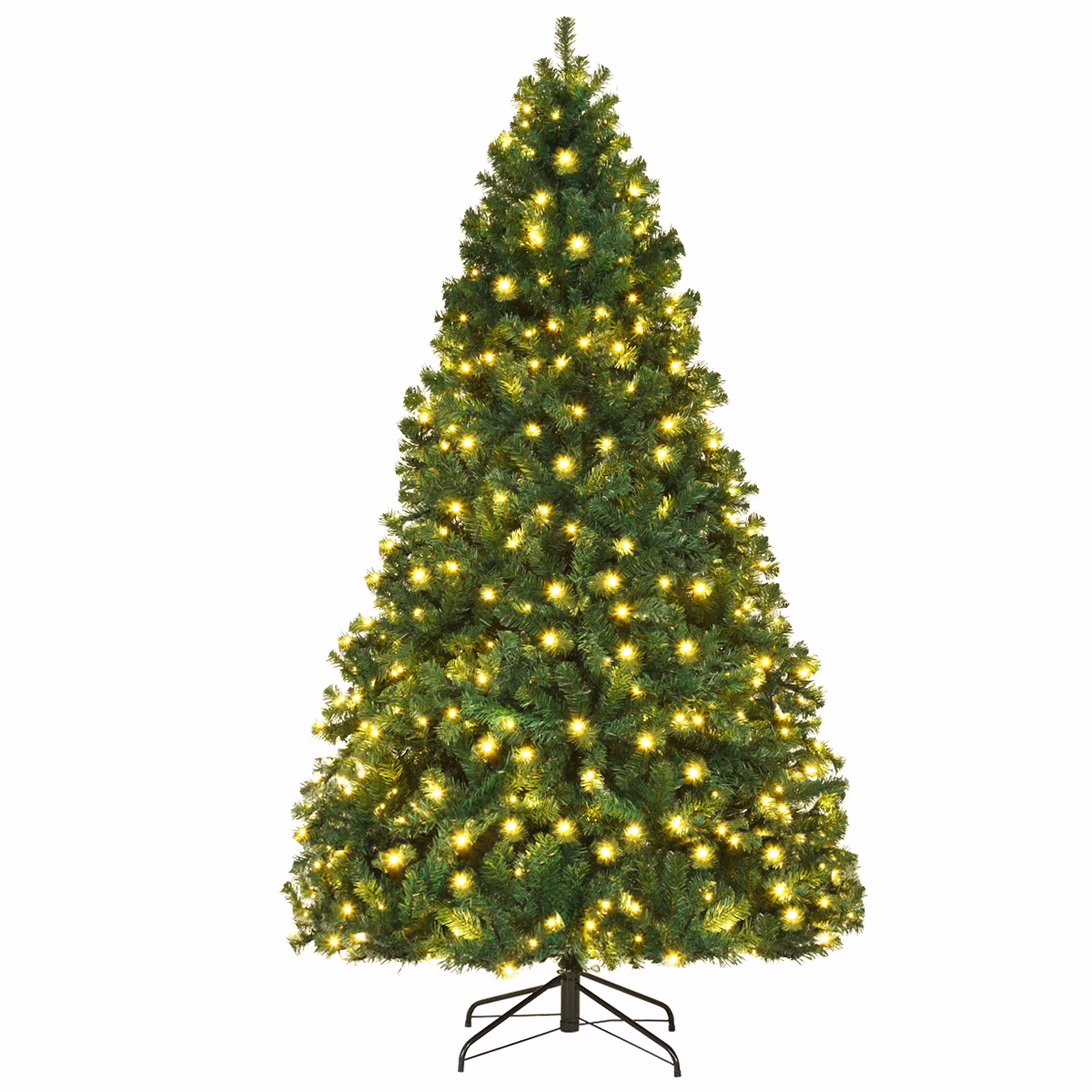 Costway 7Ft Pre-Lit PVC Hinged Christmas Tree 300 LED Lights Green