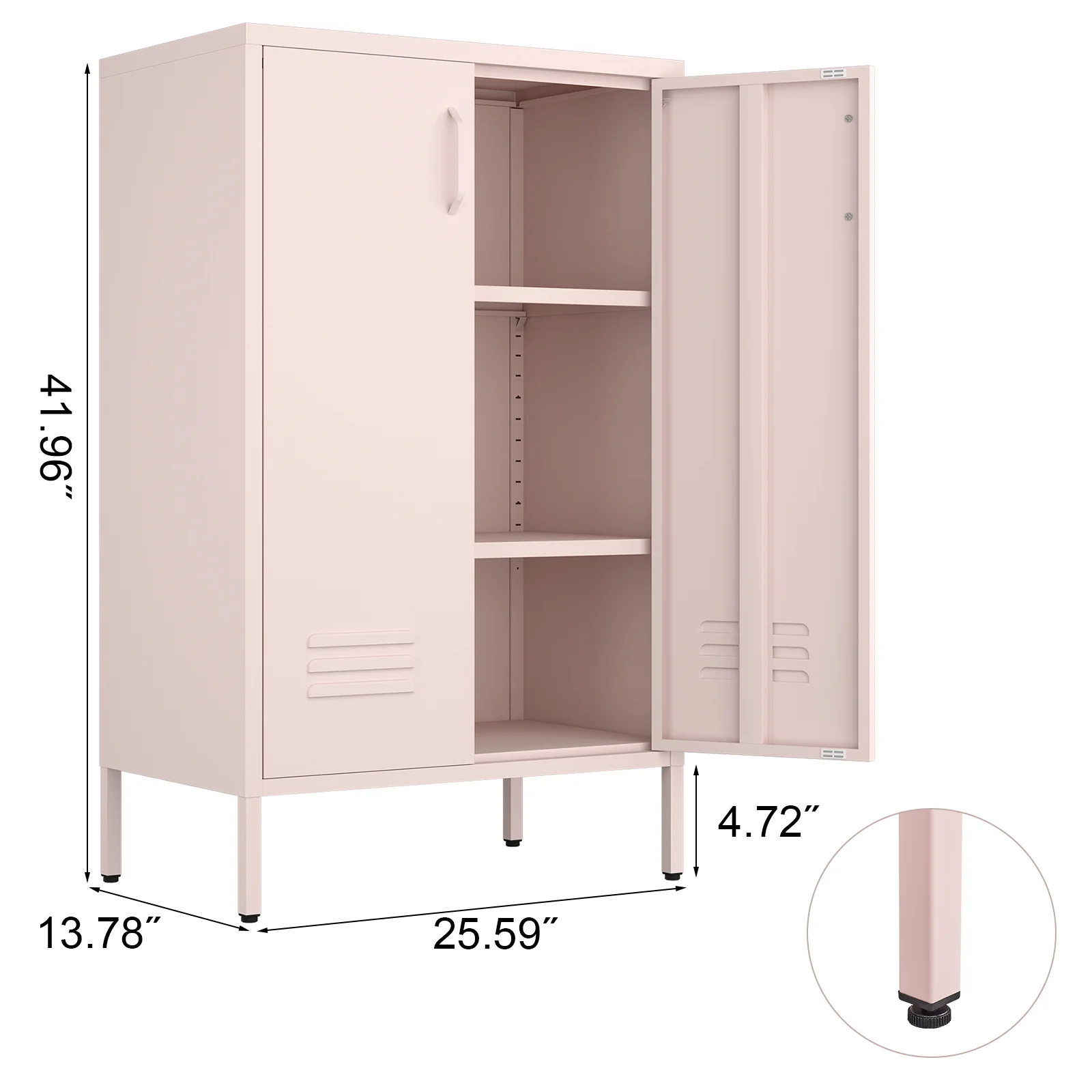 Marcree Green Metal Cabinet,2 Door Accent Cabinet,Metal Locker Cabinet with Legs,Sideboard Cabinet with Adjustable Shelves,Locker Storage Cabinet for Living Room,Entryway