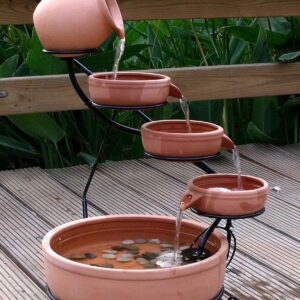 Garden Sundance Terracotta Solar Water Fountain Cascade