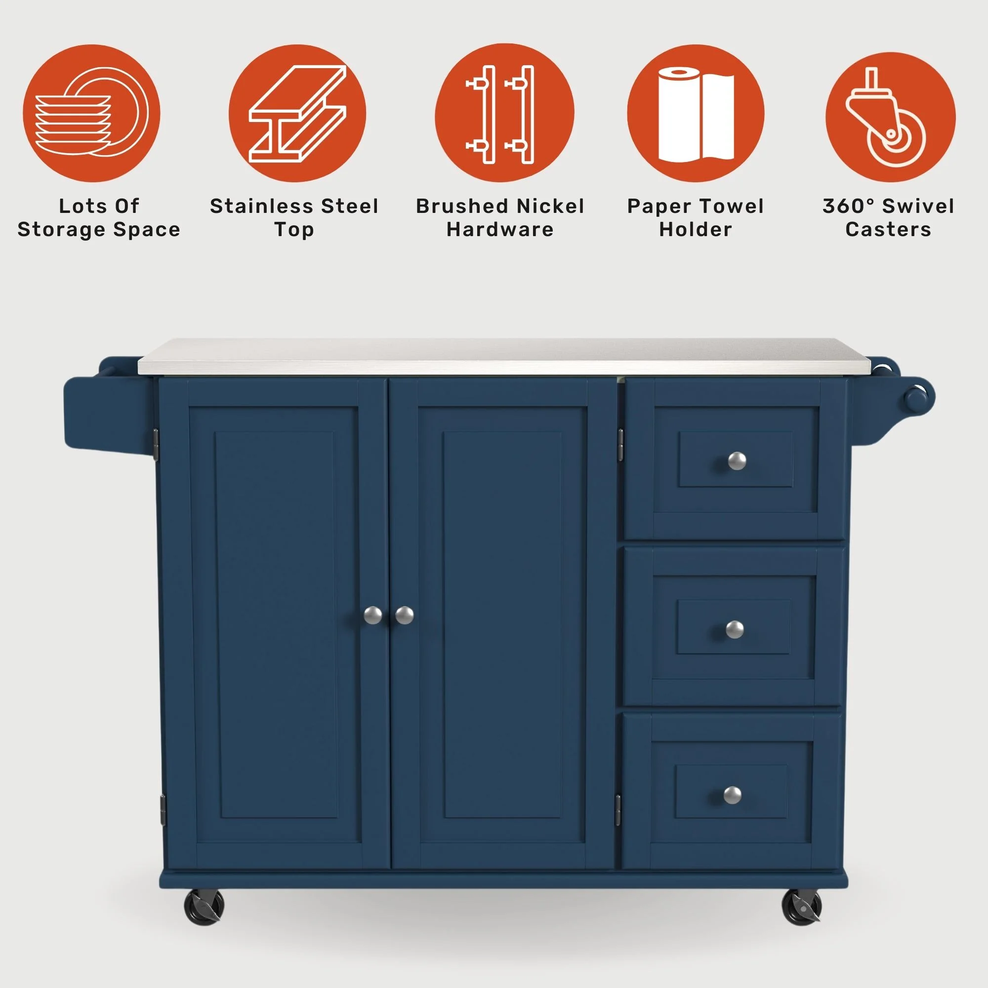 Homestyles Dolly Madison Engineered Wood Kitchen Cart in Sage Green/Nickel