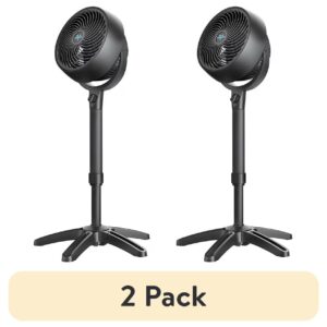 (2 pack) Vornado 683 Medium Pedestal Whole Room Air Circulator Fan, 3 Speed Control, Adjustable Standing Height, 32 to 38 Inches, Black