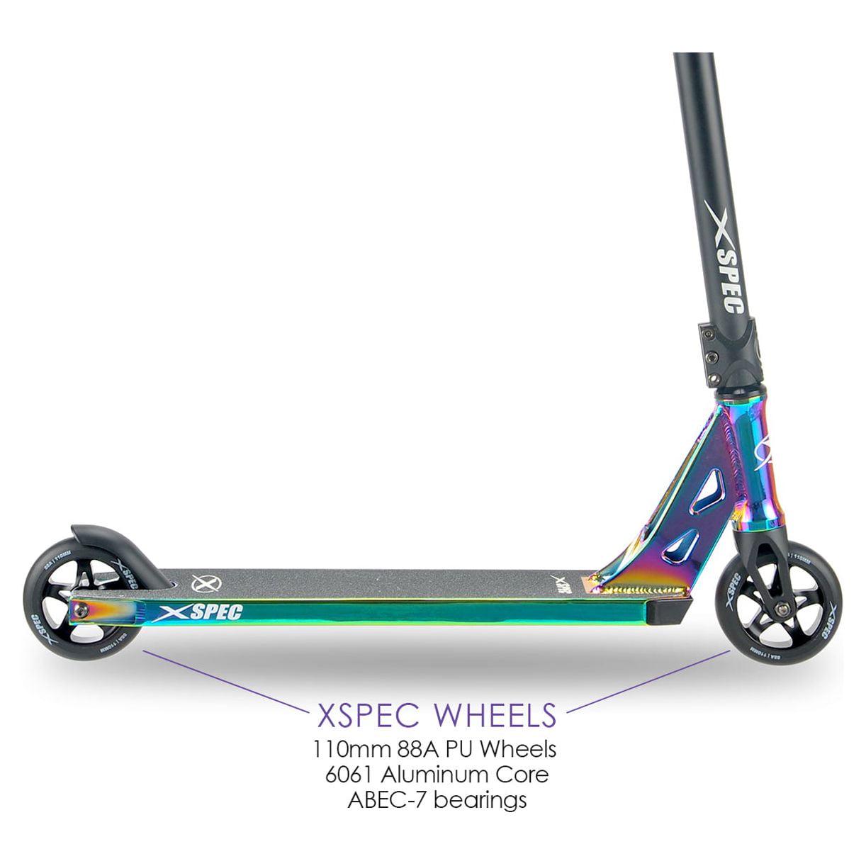 Xspec Oil Slick Neo Chrome Pro Stunt Kick Scooter. Rainbow Trick Scooter