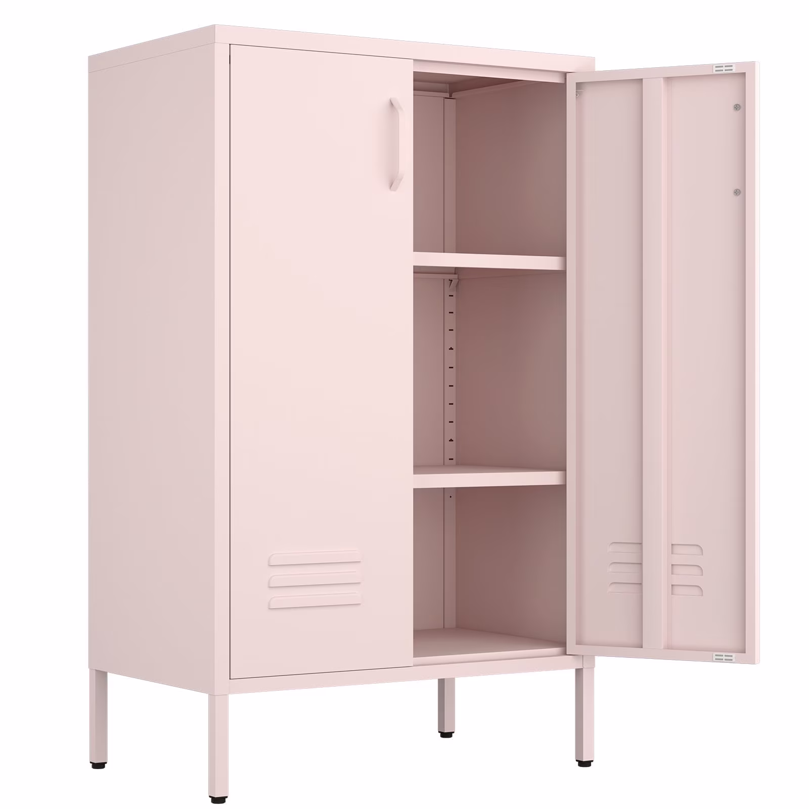 Marcree Green Metal Cabinet,2 Door Accent Cabinet,Metal Locker Cabinet with Legs,Sideboard Cabinet with Adjustable Shelves,Locker Storage Cabinet for Living Room,Entryway
