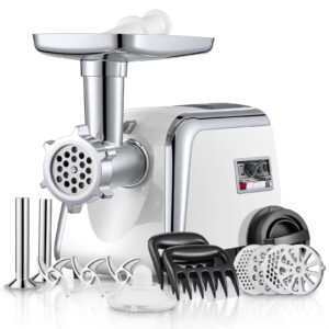 Electric Meat Grinder Heavy Duty,3000W Max 5 in1 Sausage Stuffer Maker with 4 Stainless steel Plates & 3 Blades,Sausage & Kubbe Maker Kit/Slider Maker