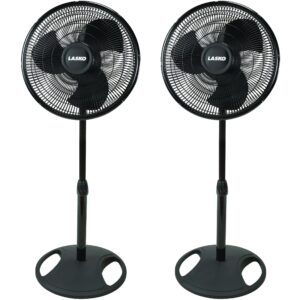 Lasko Products 16" Oscillating Stand Fan, Black 2521, 2 pack