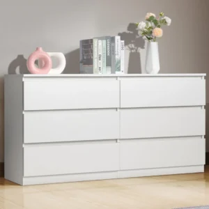 Ktaxon 6 Drawer Double Dresser Wood Dresser Storage Cabinet Drawer Organizer Chest Of Drawers, White