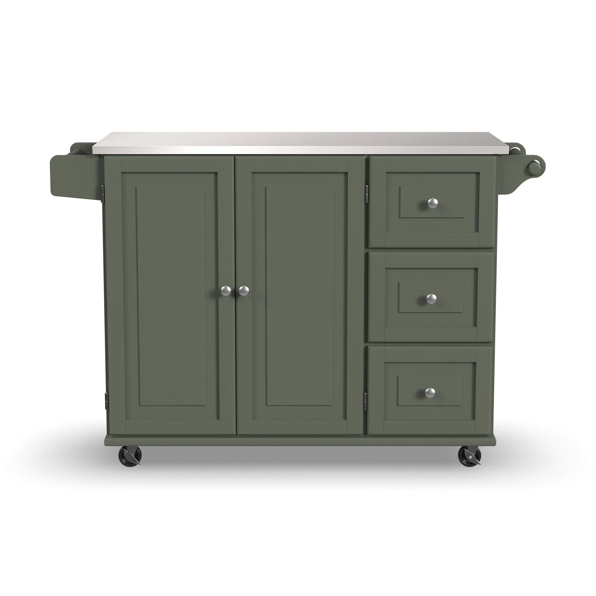 Homestyles Dolly Madison Engineered Wood Kitchen Cart in Sage Green/Nickel