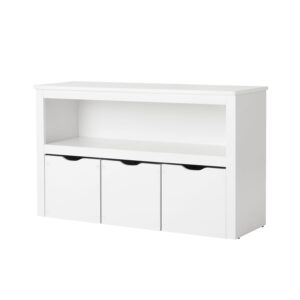 Your Zone Kids Toy Storage Cabinet with Three Rolling Bins, White Finish