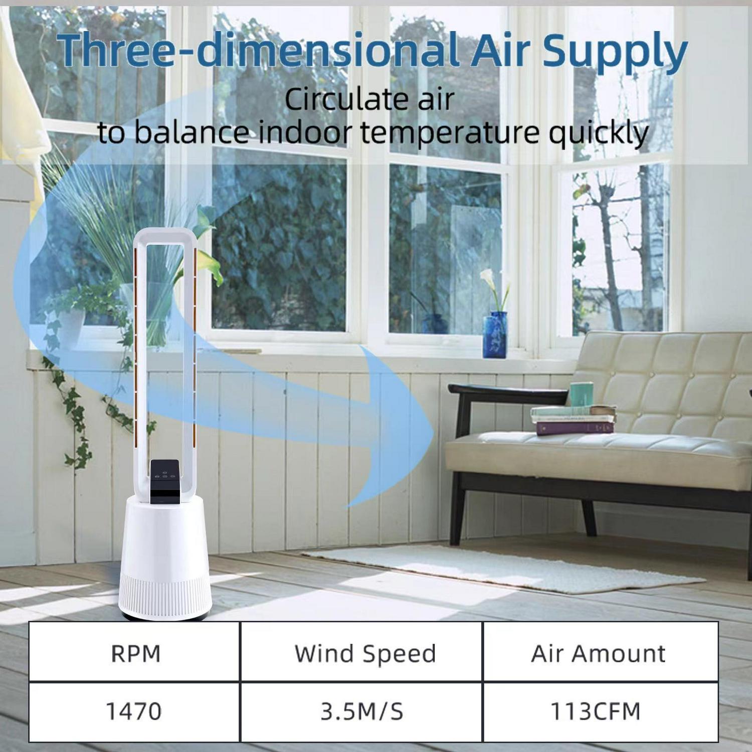 Dubbin 38 in 3-Speed Bladeless Oscillating Electric Household Fan