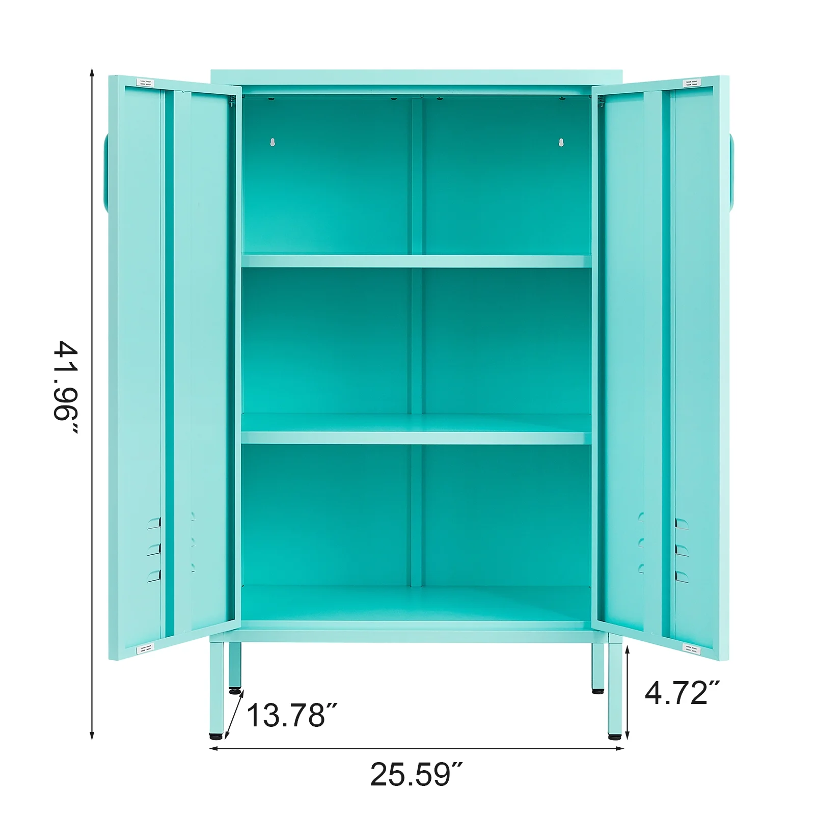 Marcree Green Metal Cabinet,2 Door Accent Cabinet,Metal Locker Cabinet with Legs,Sideboard Cabinet with Adjustable Shelves,Locker Storage Cabinet for Living Room,Entryway