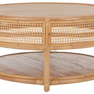 SAFAVIEH Modern Round Rattan Coffee Table, Natural
