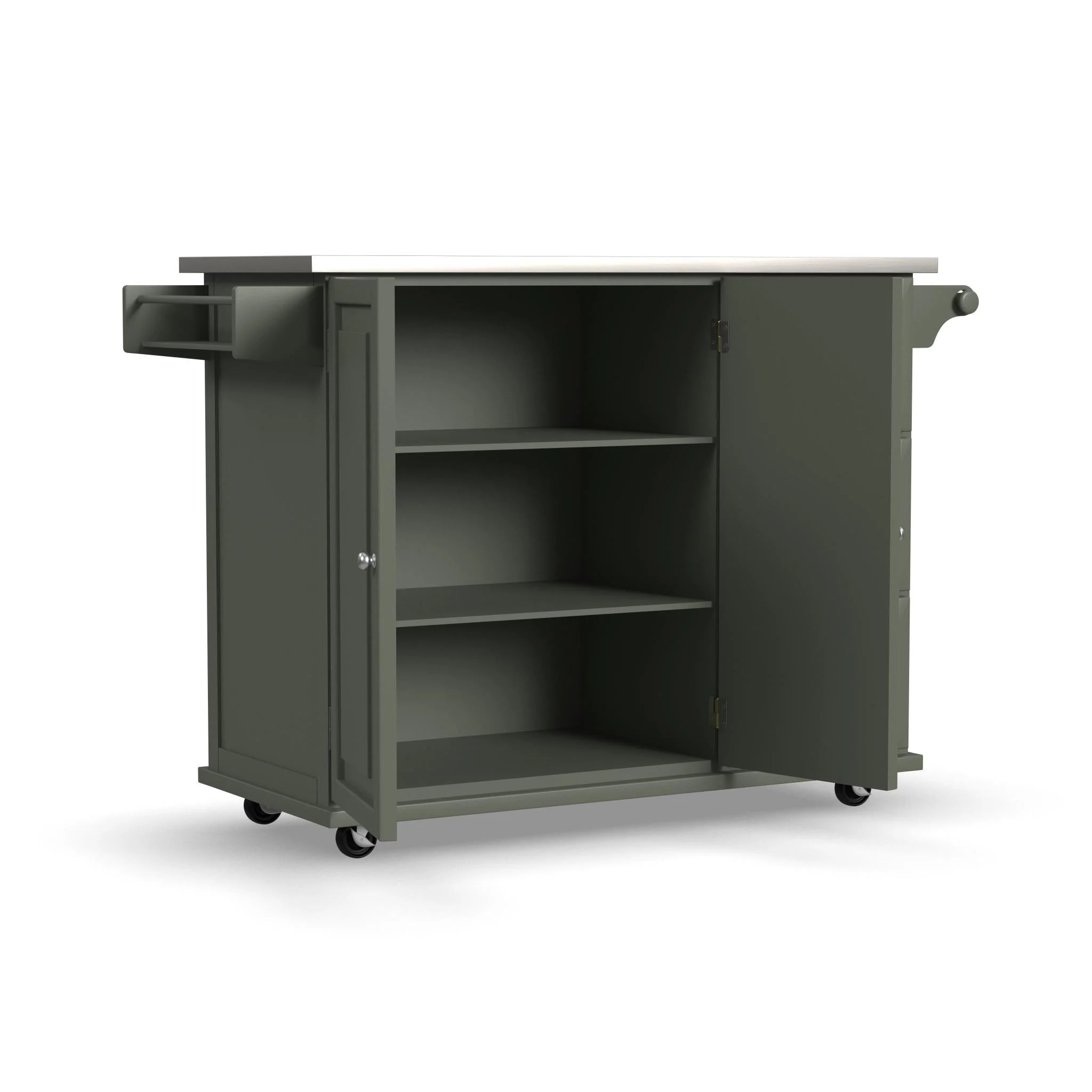 Homestyles Dolly Madison Engineered Wood Kitchen Cart in Sage Green/Nickel