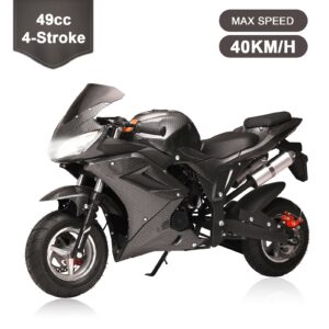 AQQW 49cc Gas Mini Motorcycle for Adults & Kids, 4-Stroke Mini Bikes, Gas Mini Dirt Bikes Ride on Toys, Max Load 441Lbs, Best Gifts for Kids