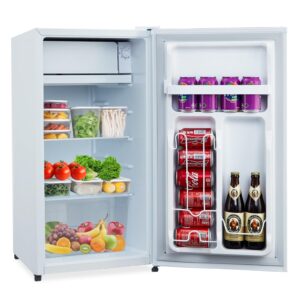 Mini Fridge with Freezer, 3.2 Cu. Ft Small Refrigerator for Bedroom,7 Adjustable Thermostat,Low Noise,Easy to Storage&Clean Single Door,Refrigerator For Home, Office, Dorm, Garage or RV