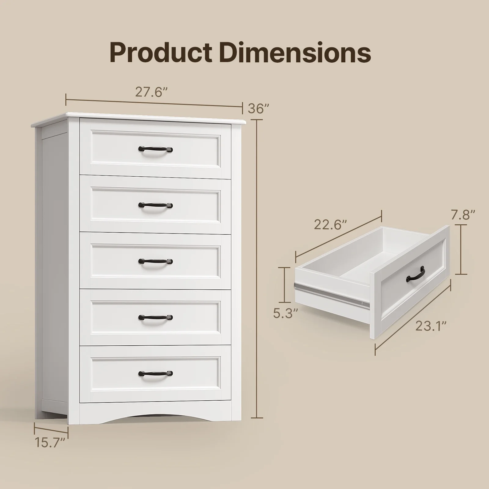 Dresser for Bedroom, Lofka 6-Drawer Wood Dresser?with Anti-Tip Safety for Closet| Living Room