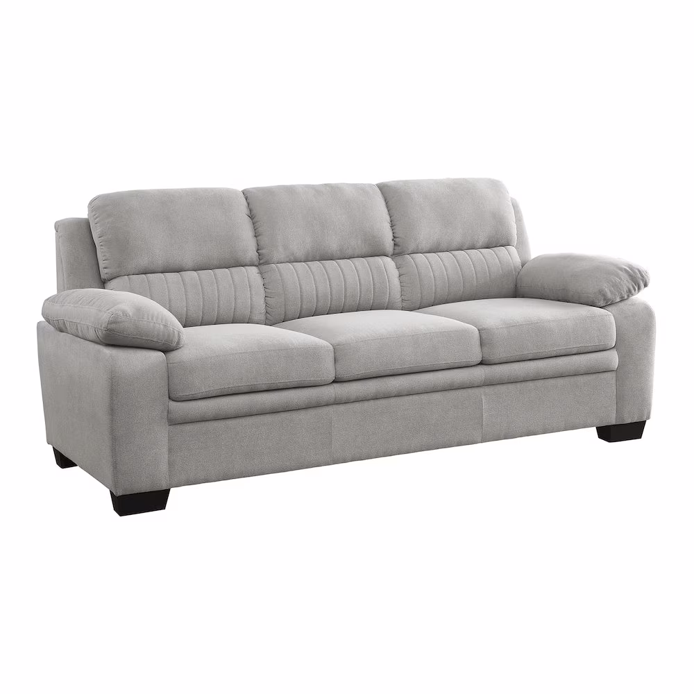 Lexicon Holleman Modern Textured Fabric Sofa with Pillow-top Arms in Light Gray