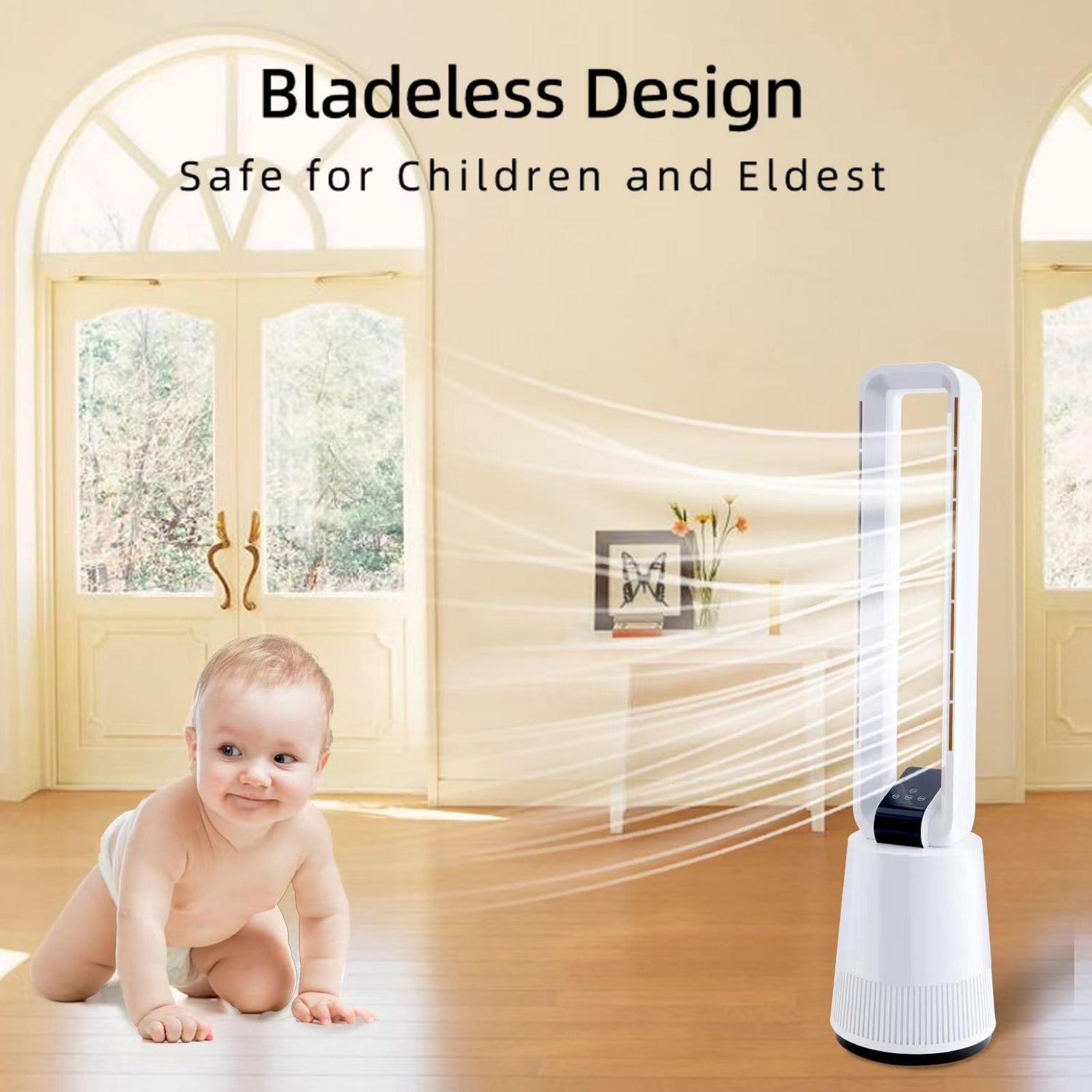 Dubbin 38 in 3-Speed Bladeless Oscillating Electric Household Fan