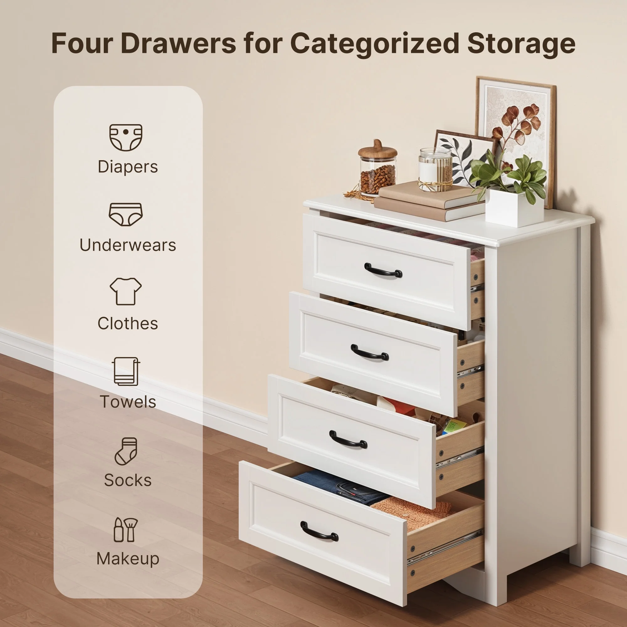 Dresser for Bedroom, Lofka 6-Drawer Wood Dresser?with Anti-Tip Safety for Closet| Living Room