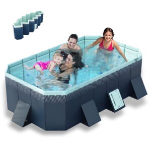 RICHYOUNG 101"Foldable Swimming Pool for 1-6 People,Non-Inflatable Above Ground Garden Pool for Kids, Family(Blue)